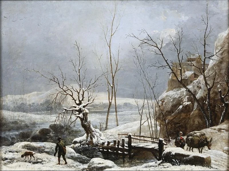 1743-Jules César Denis van Loo - Paesaggio con effetto neve